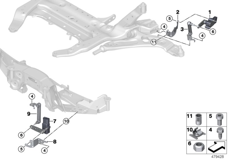 Headlight vertical aim control sensor