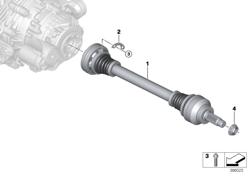 Rear axle differential QMV output shaft