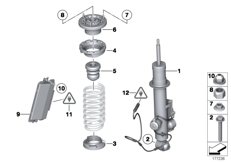 Spring strut, rear / VDC / ECU