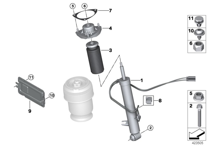 Spring strut, rear / VDC / ECU