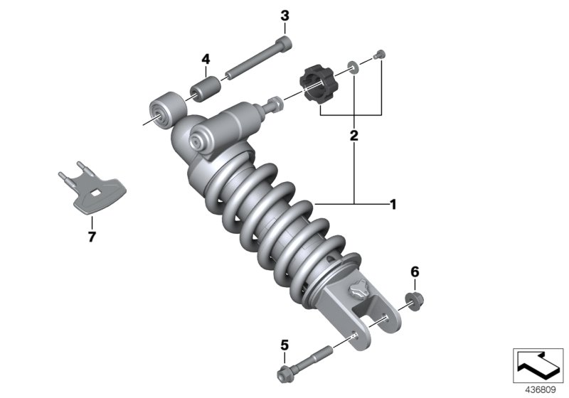 Spring strut, rear