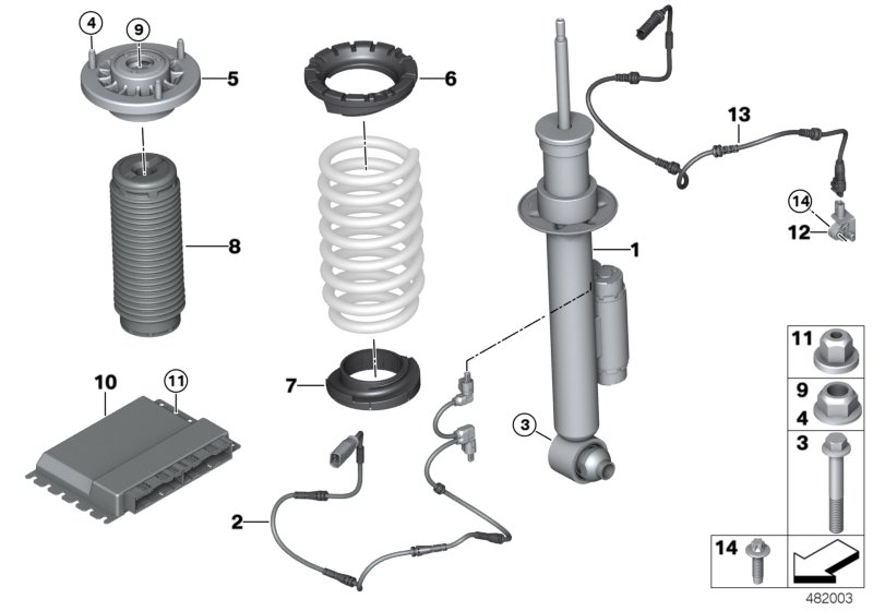 Spring strut rear var.damp.ctr./ctr.unit