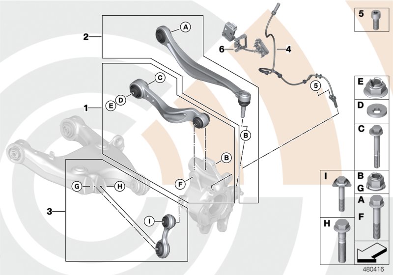 Repair kits, control arms and struts