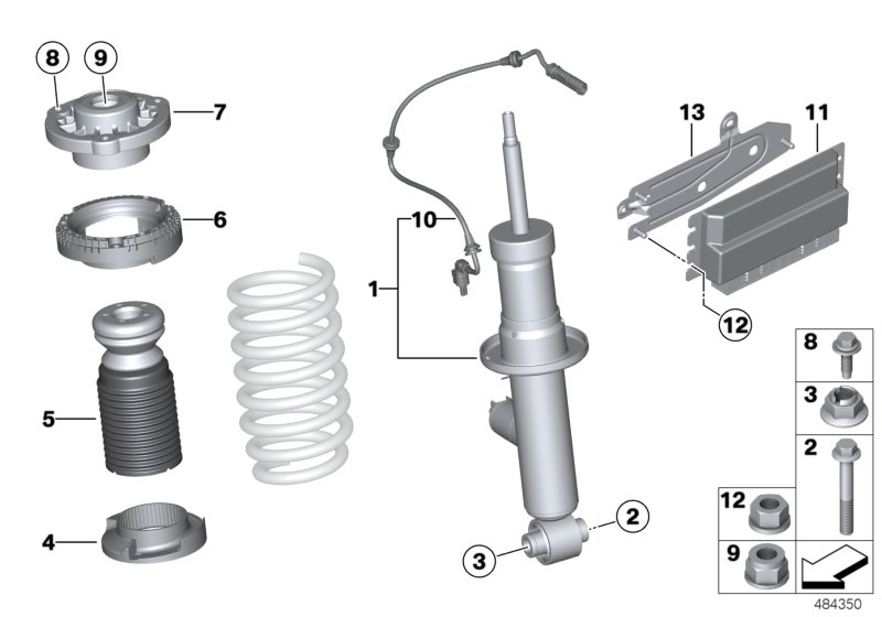 Spring strut, rear / VDC / ECU