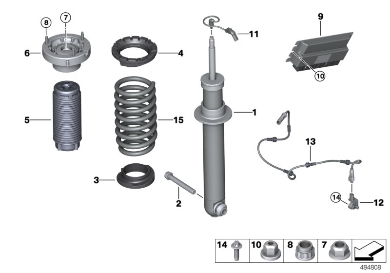 Rear spring strut EDC/ctrl unit/sensor