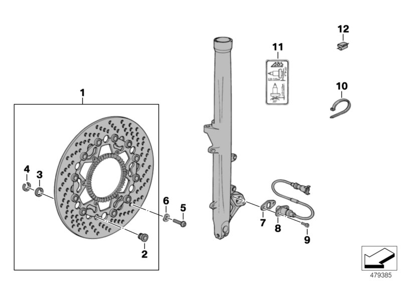 Front wheel brake, ABS