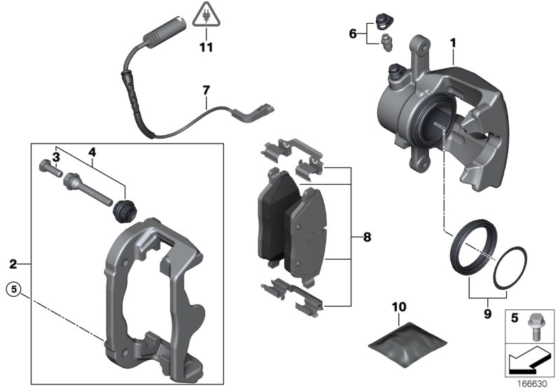Rear wheel brake, brake pad sensor