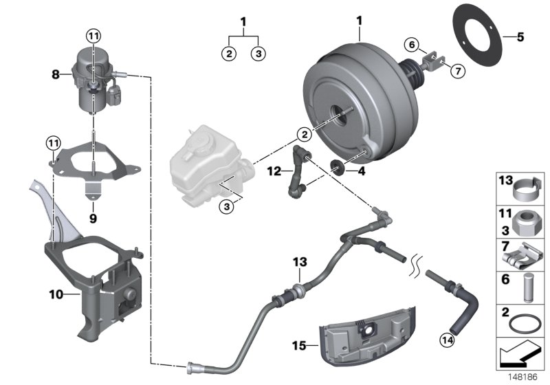 Vacuum pump for brake servo unit