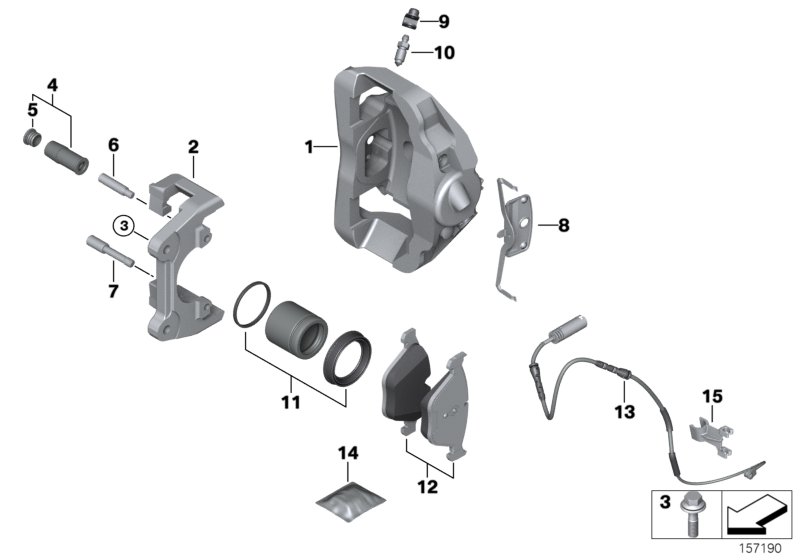 Front wheel brake, brake pad sensor
