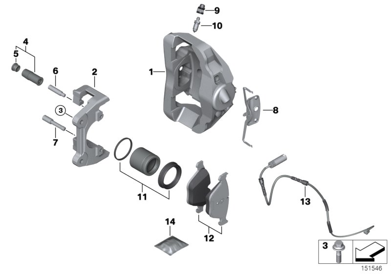 Front wheel brake, brake pad sensor