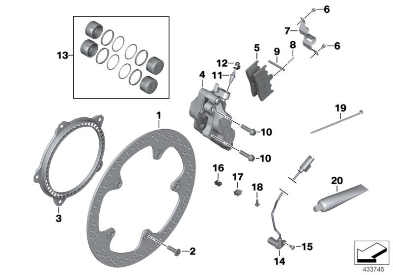 Front brake,standard solution,rivet pack