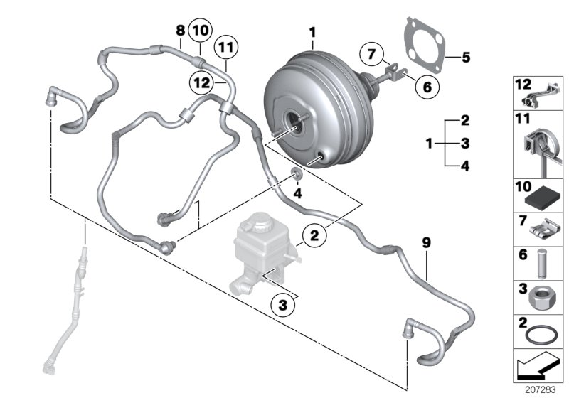 Power brake unit depression