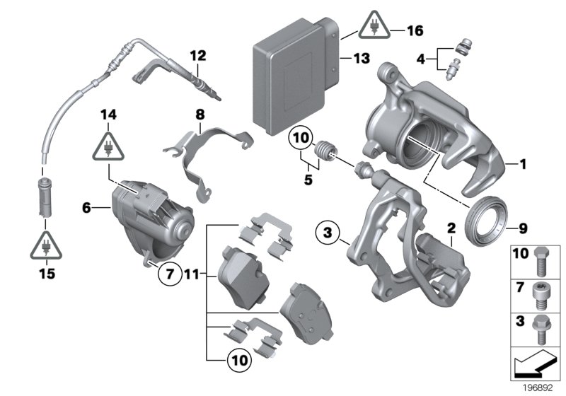 Rear-wheel brake - EMF control unit