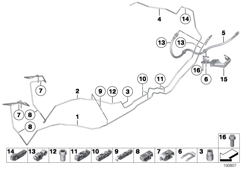 Brake pipe rear