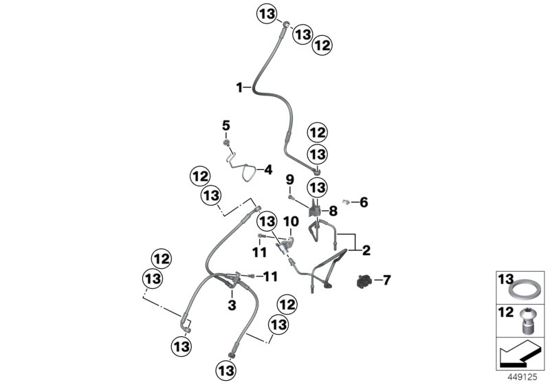 Brake line, Integral ABS, front