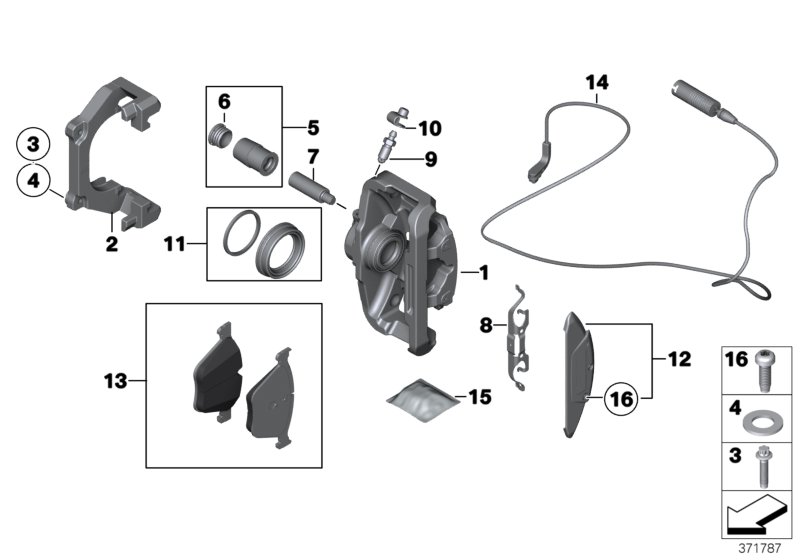 Rear wheel brake, brake pad sensor