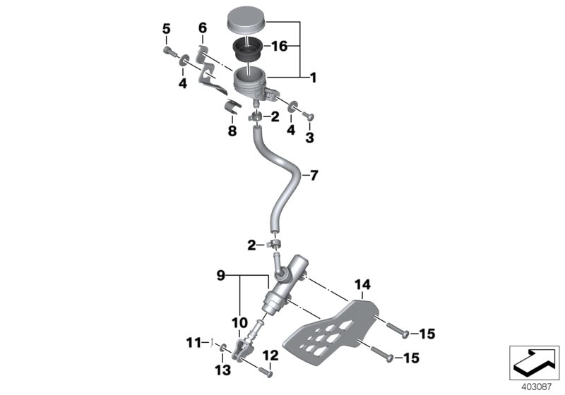 Rear brake master cylinder w container