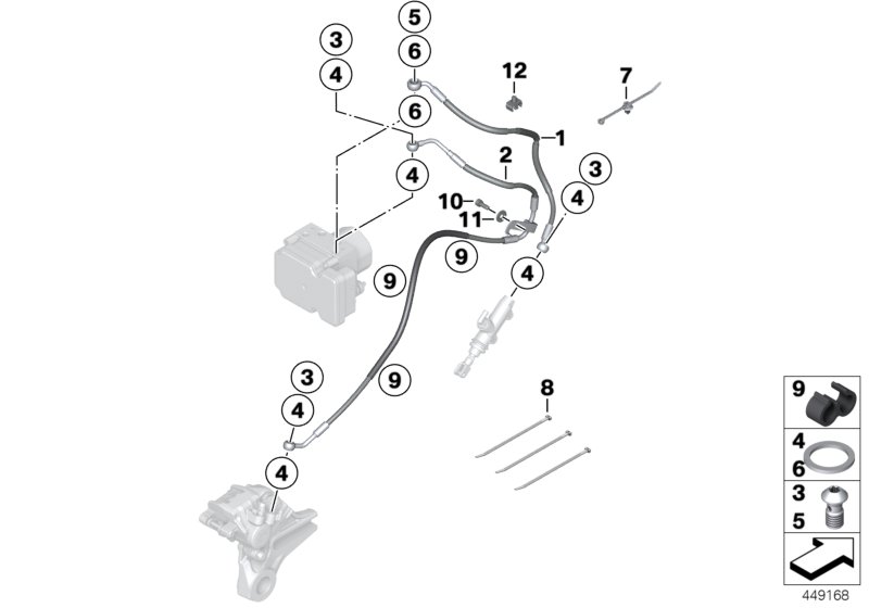 Brake pipe rear ABS