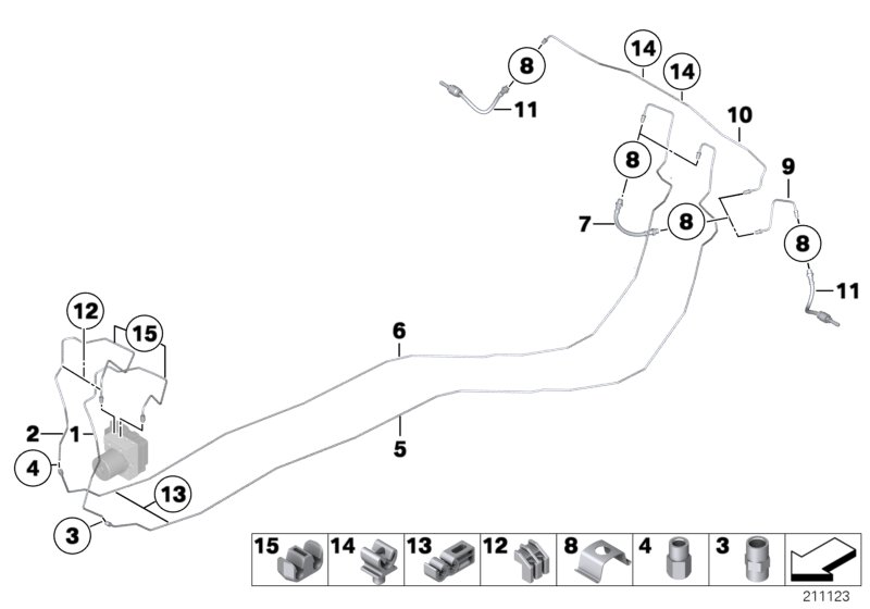 Brake pipe rear
