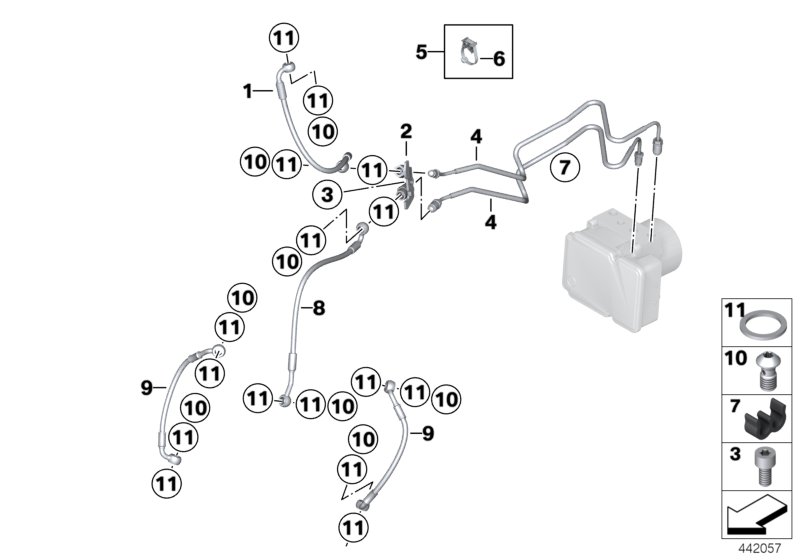 Brake line, front, I-ABS, Generation 2