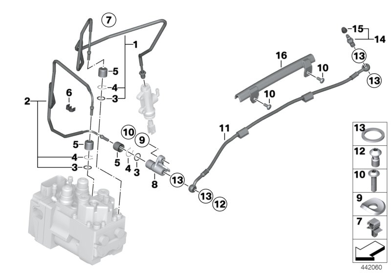 Brake line, rear, I-ABS, Generation 1