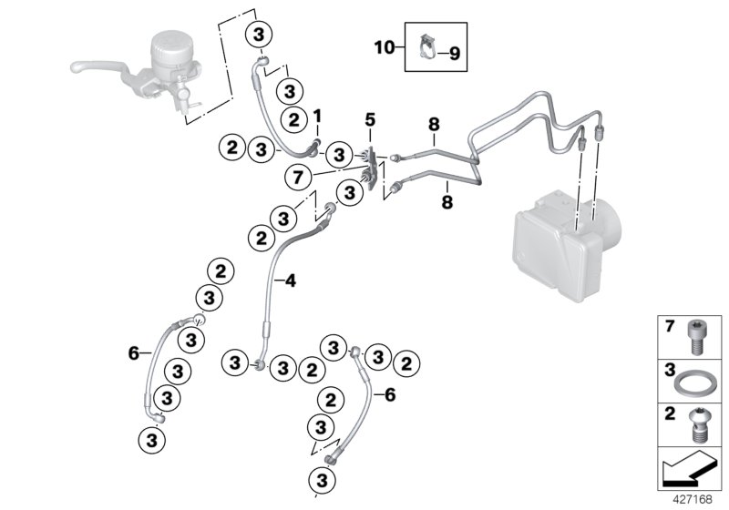 Brake line, front, I-ABS, Generation 2