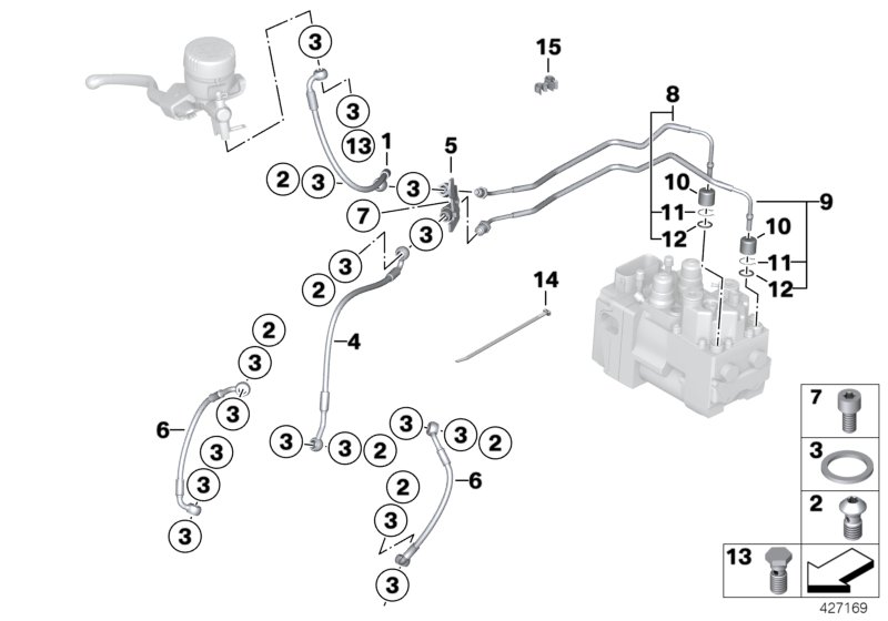 Brake line, front, I-ABS, Generation 1
