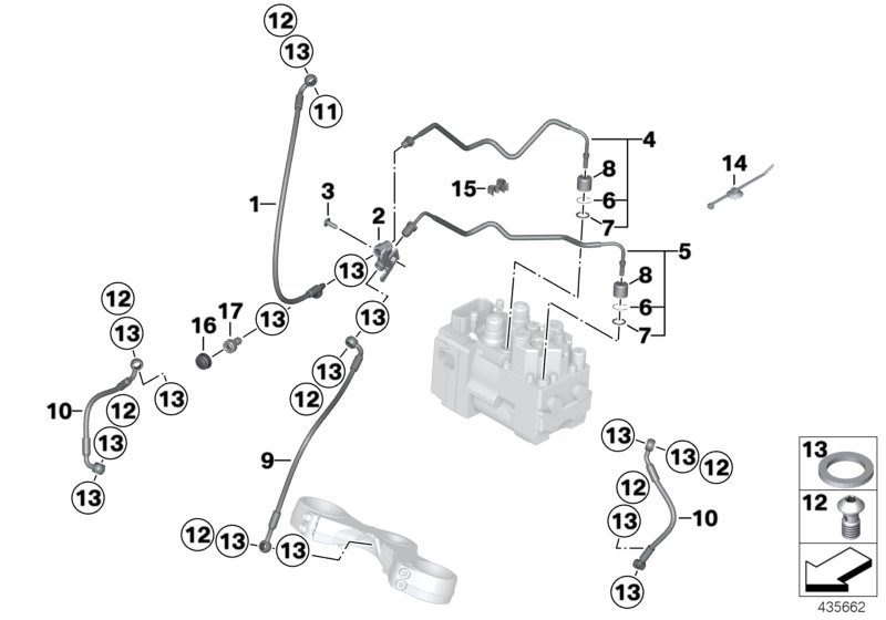 Brake line, front, I-ABS, Generation 1
