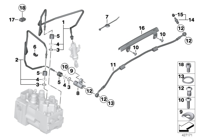 Brake line, rear, I-ABS, Generation 1