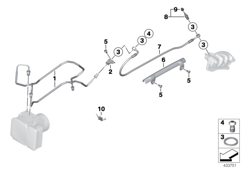 Brake pipe rear ABS