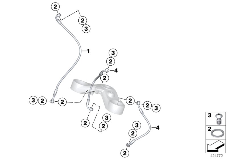 Brake pipe, front, without ABS