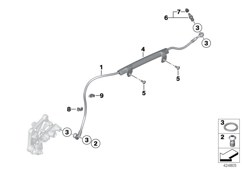 Brake line, rear, without ABS