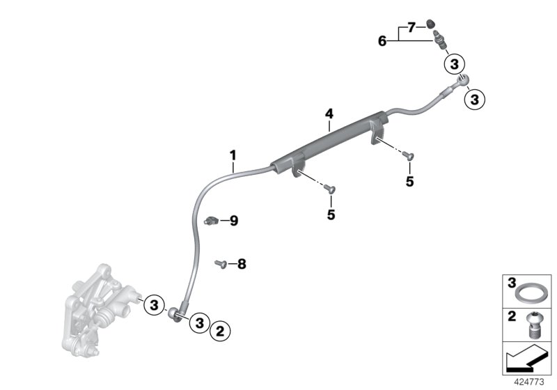 Brake line, rear, without ABS