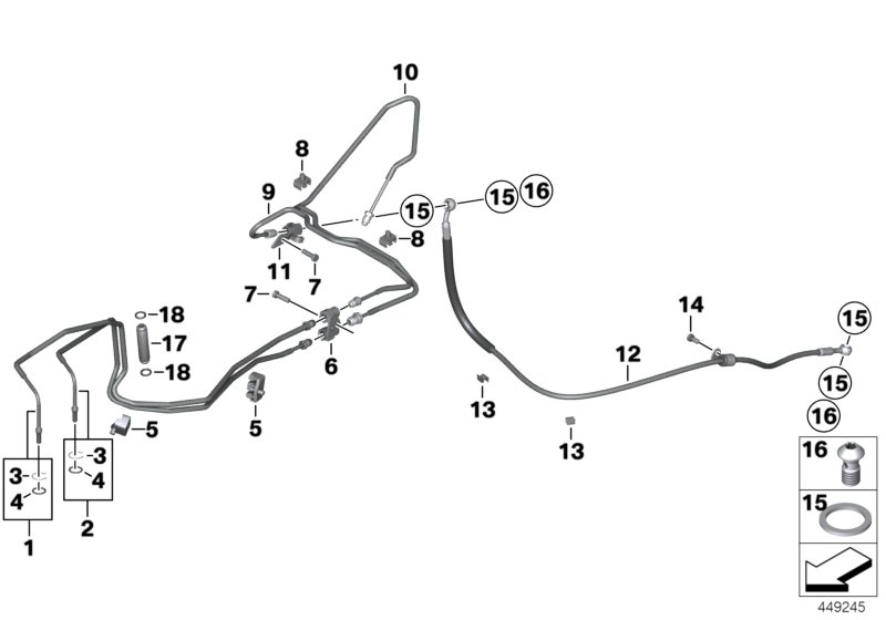 Brake line, rear, I-ABS, Generation 1