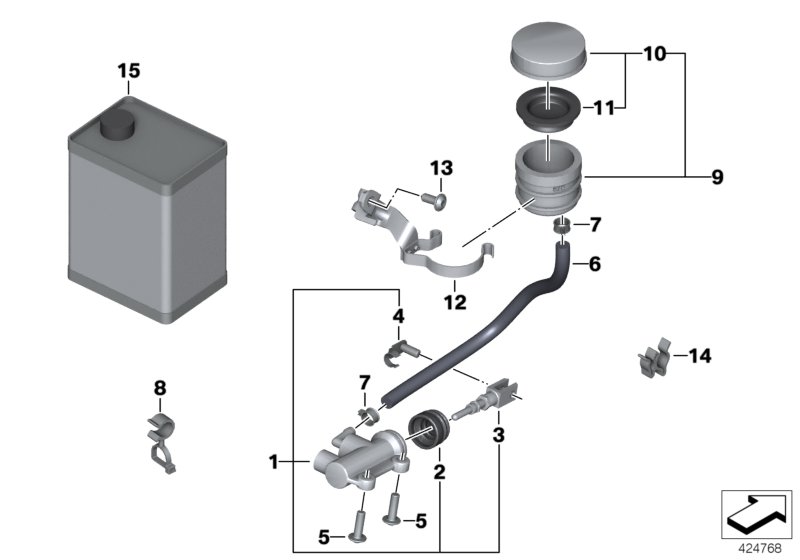 Rear brake master cylinder w container