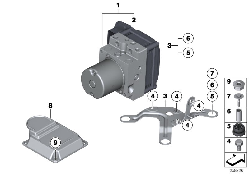 Hydro unit DSC/control unit/fastening
