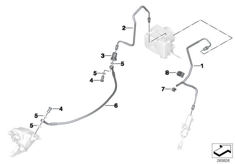 Brake pipe rear ABS