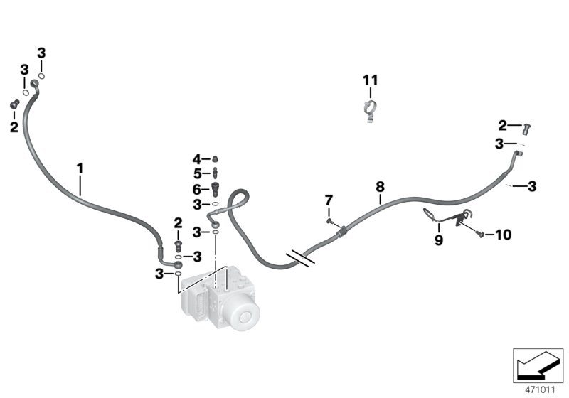 Brake pipe rear ABS