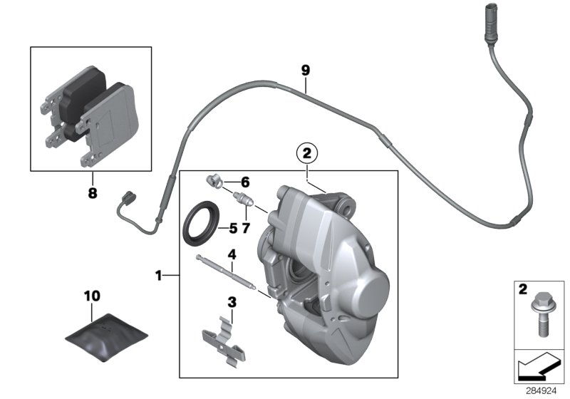 Rear wheel brake, brake pad sensor