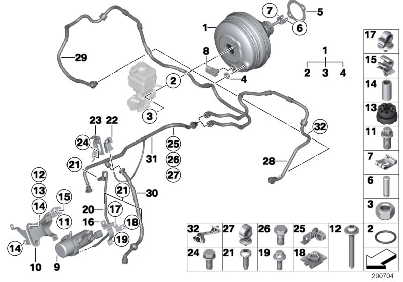 Power brake unit depression