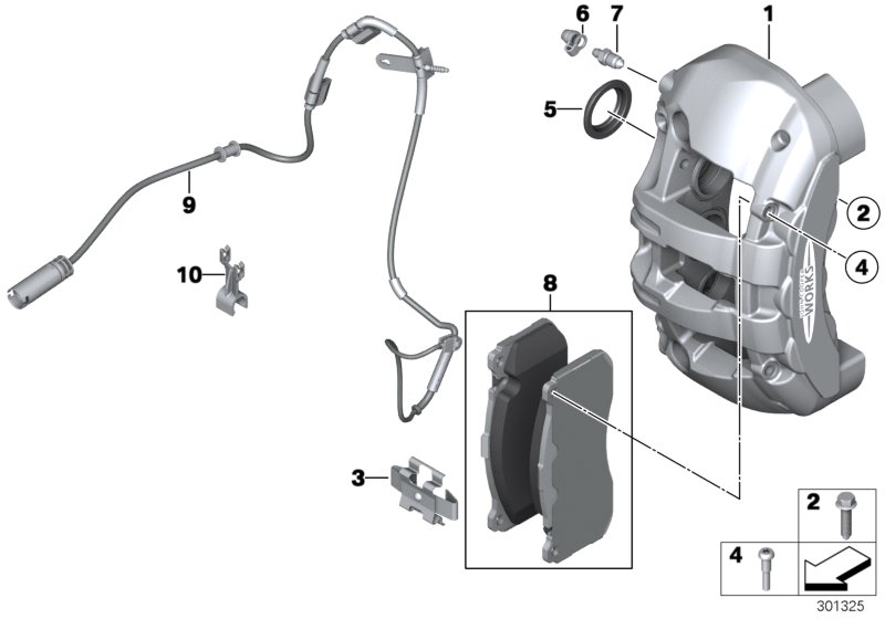 Front wheel brake, brake pad sensor