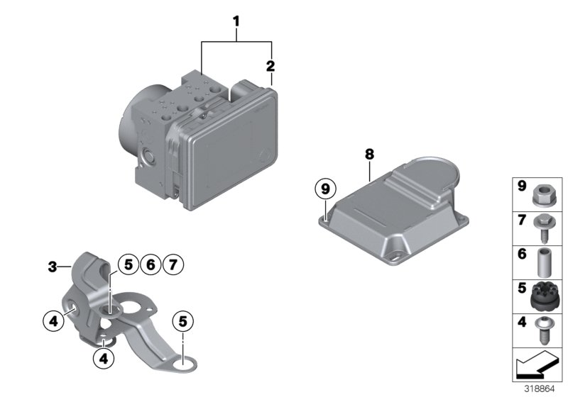 Hydro unit DSC/fastening/sensors