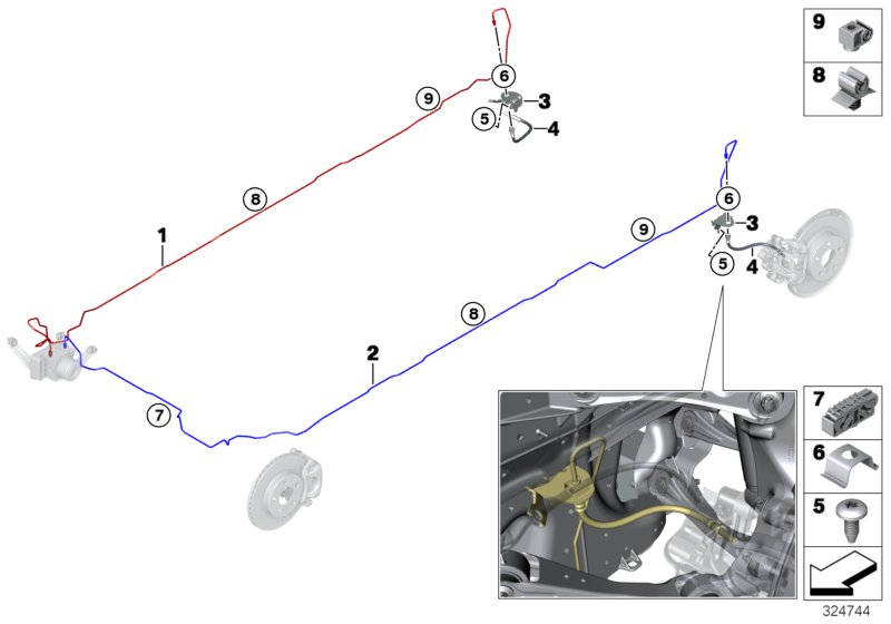 Brake pipe rear
