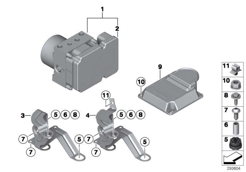 Hydro unit DSC/control unit/fastening