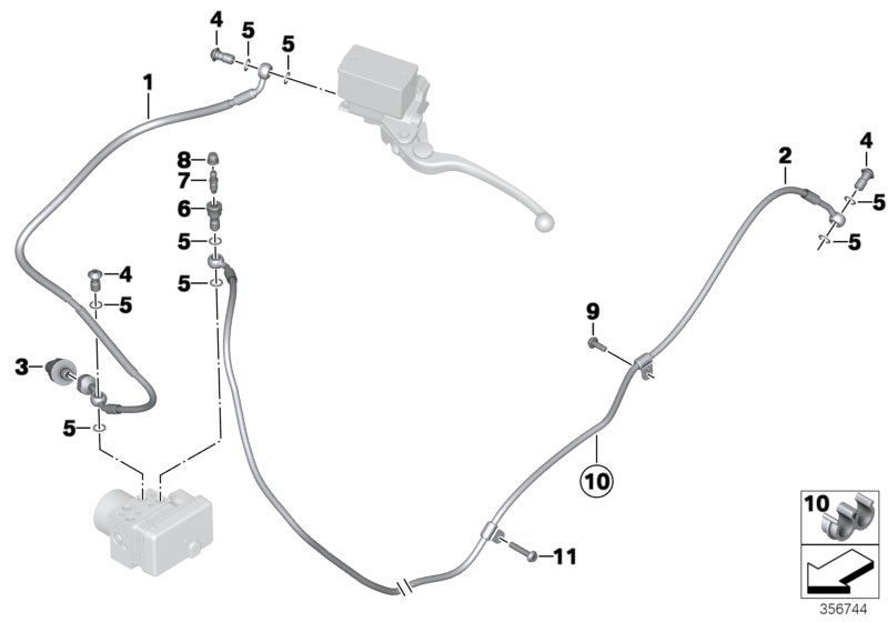 Brake lines, ABS rear