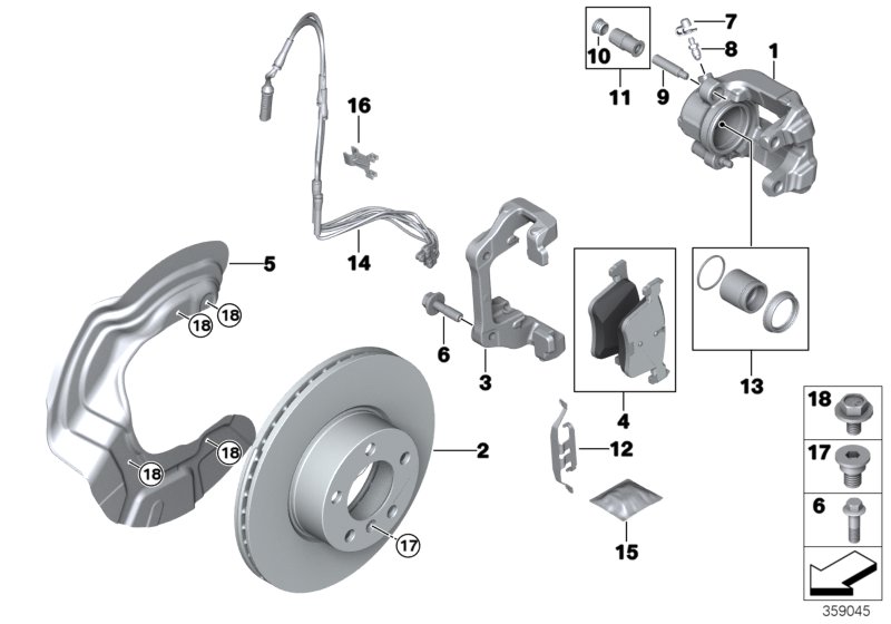 Front wheel brake, brake pad sensor