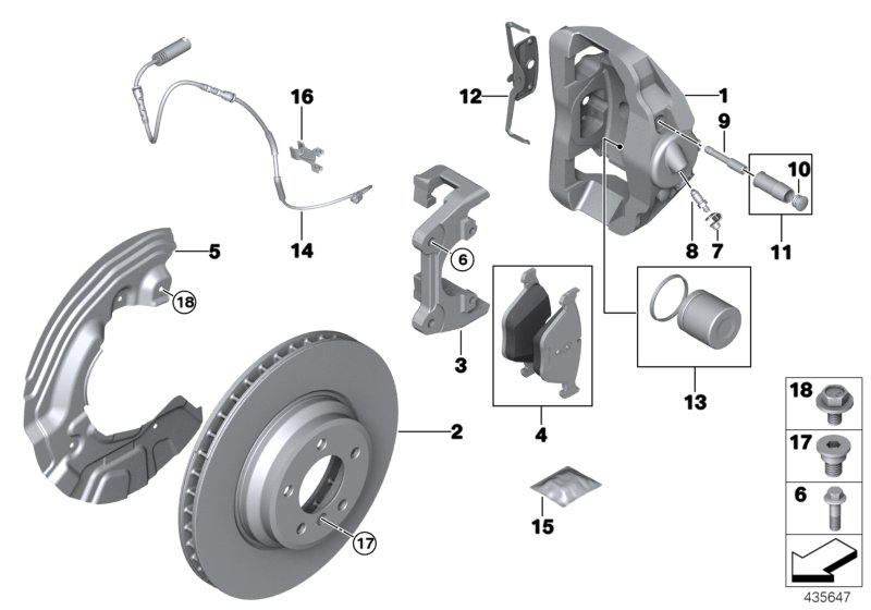 Front wheel brake, brake pad sensor