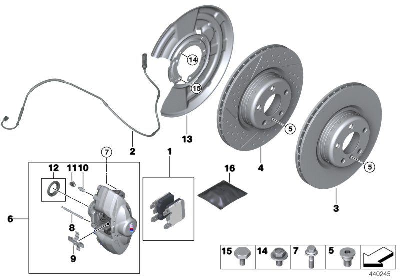 Rear wheel brake, brake pad sensor