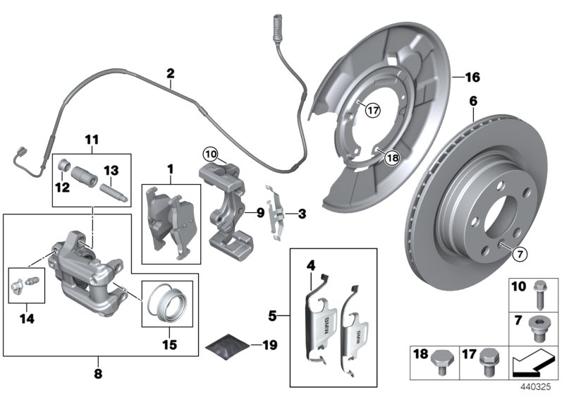 Rear wheel brake, brake pad sensor