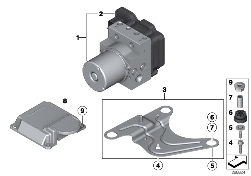 Hydro unit DSC/control unit/fastening